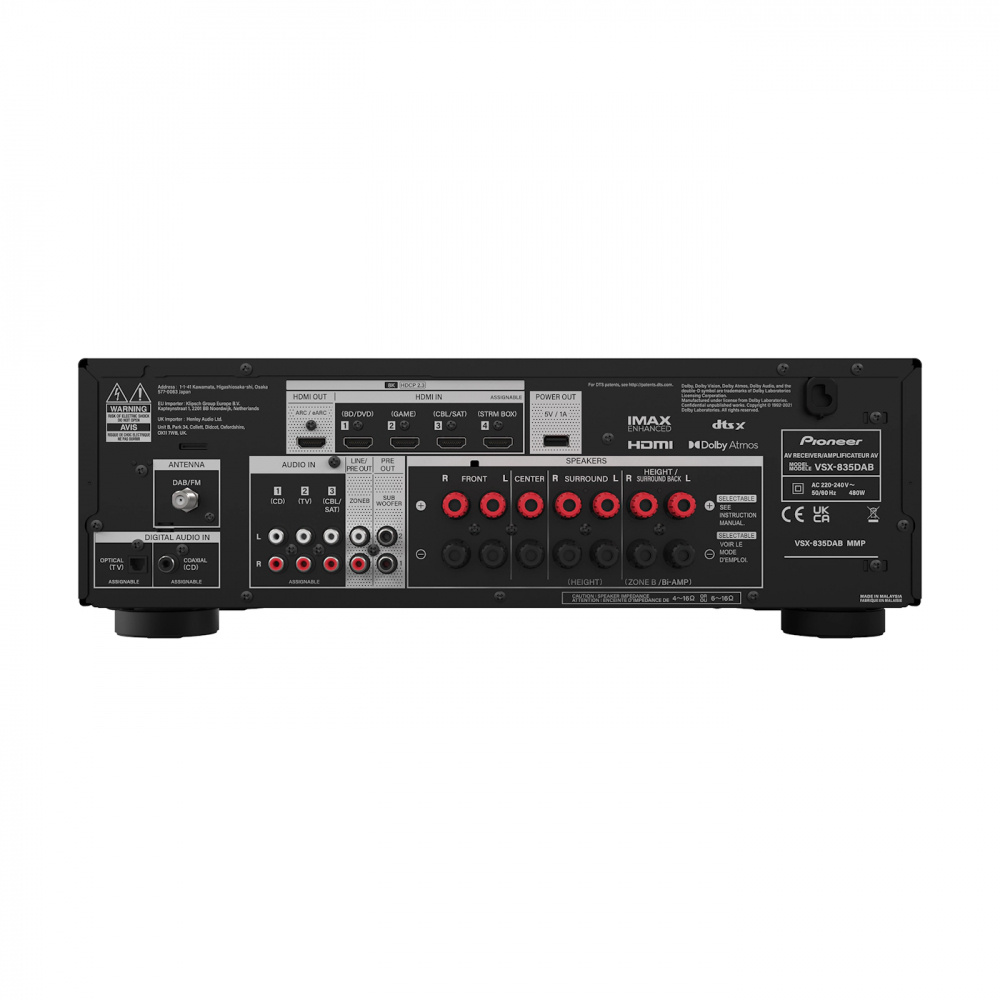Pioneer VSX-835DAB kotiteatterivahvistin DAB-radiolla, musta