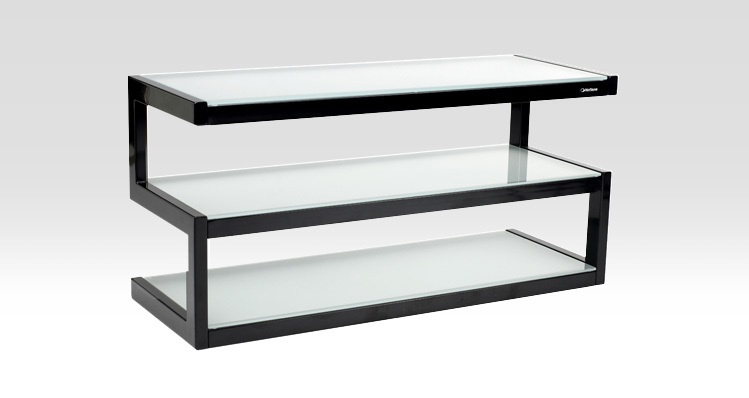 Norstone Esse, mediabänk pianosvart med frostat glas