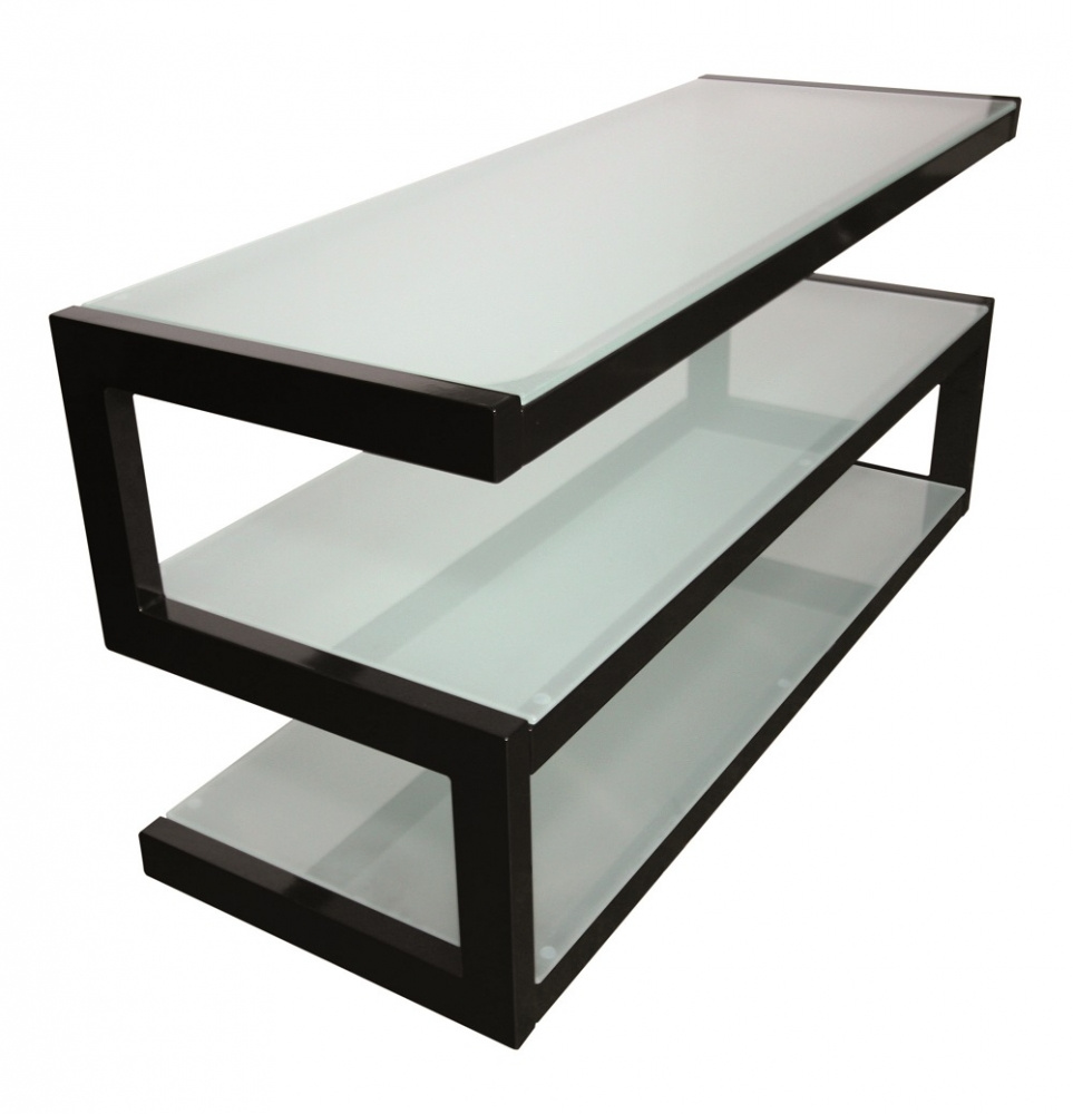 Norstone Esse, mediabänk pianosvart med frostat glas