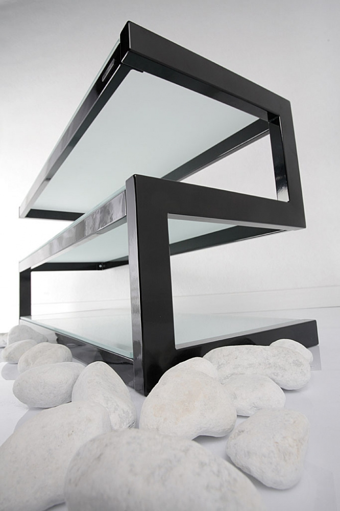 Norstone Esse, mediabänk pianosvart med frostat glas