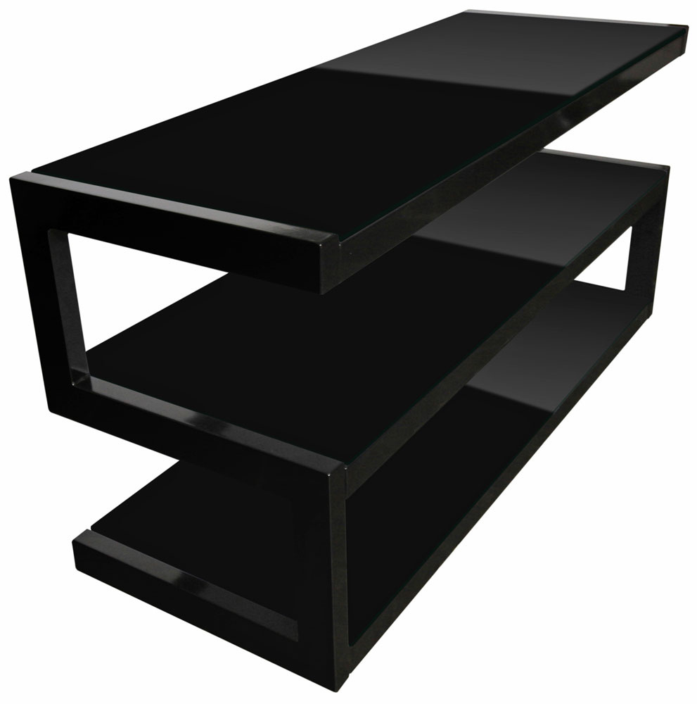 Norstone Esse, mediabänk pianosvart med svart glas