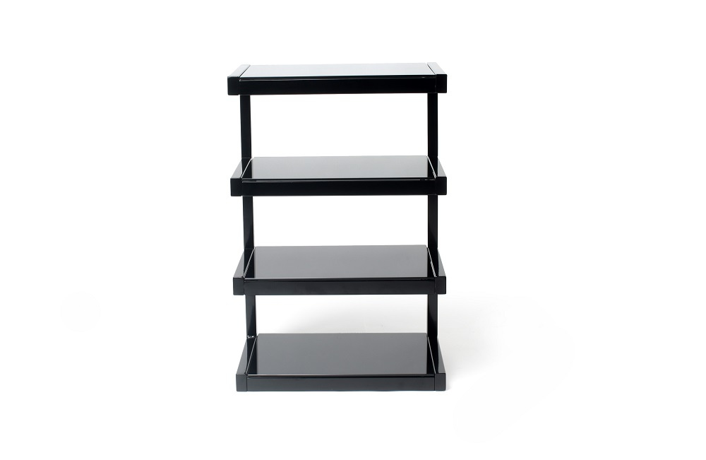 Norstone Esse Hifi, svart stereobänk med svarta hyllplan