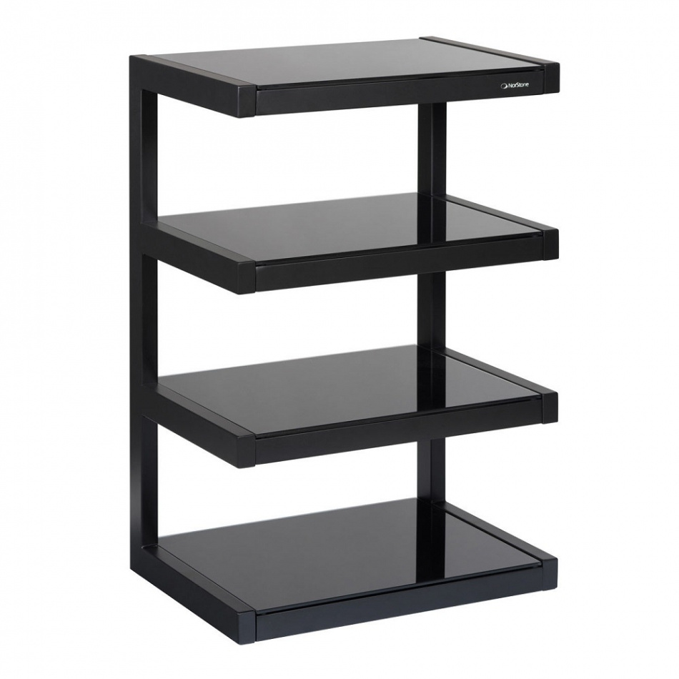 Norstone Esse Hifi, mattamusta stereopenkki mustilla hyllyillä