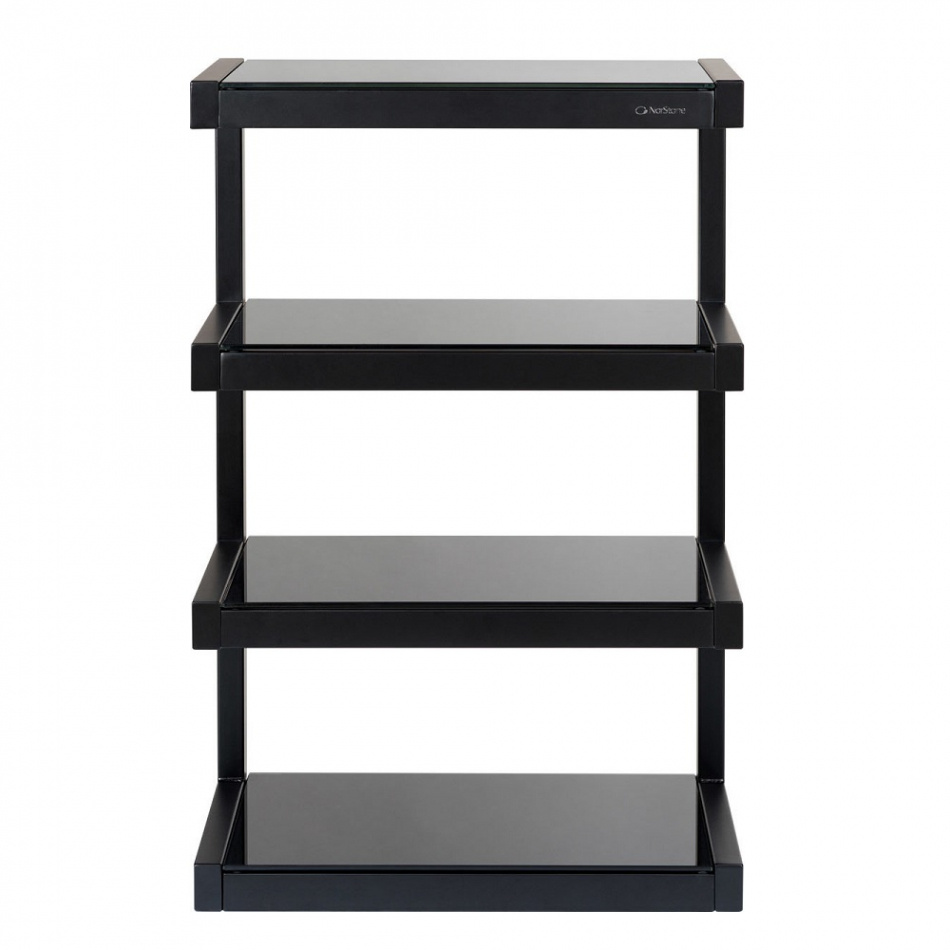 Norstone Esse Hifi, mattamusta stereopenkki mustilla hyllyillä