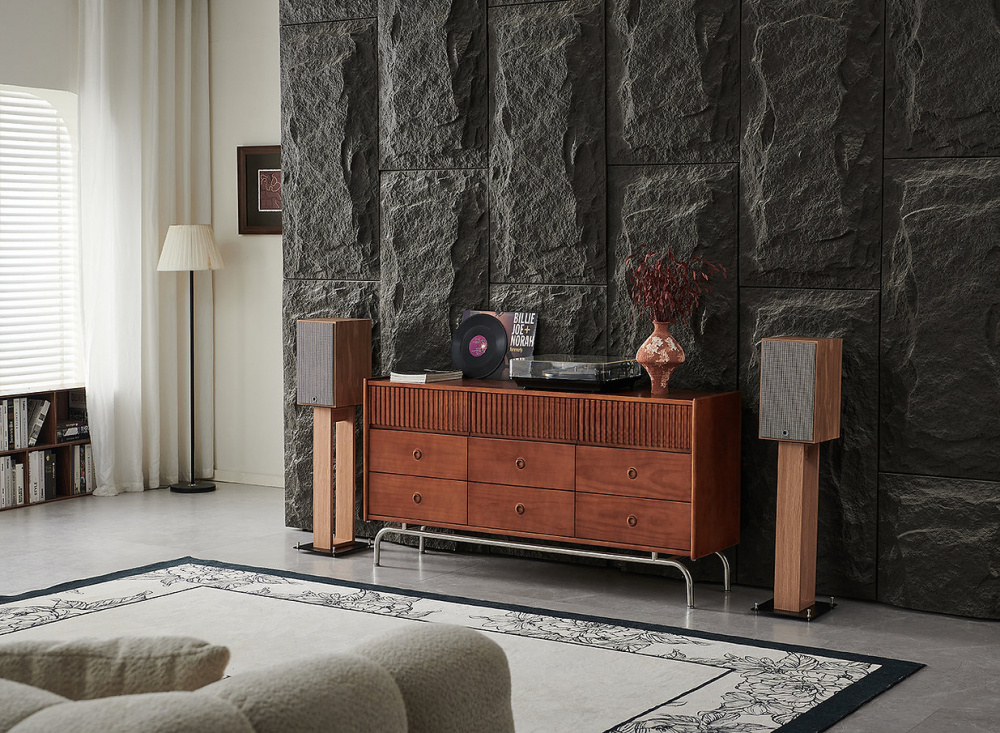 Norstone Alva Plus Kaiutinteline, vaalea tammi