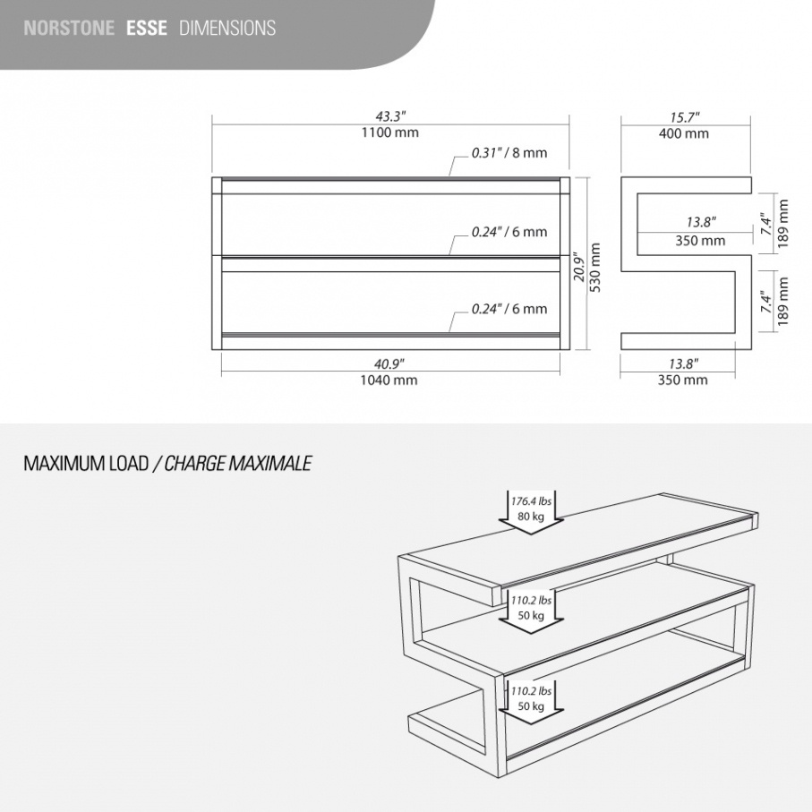 Norstone Esse AV Mediataso, Satiini Musta / Himmeä