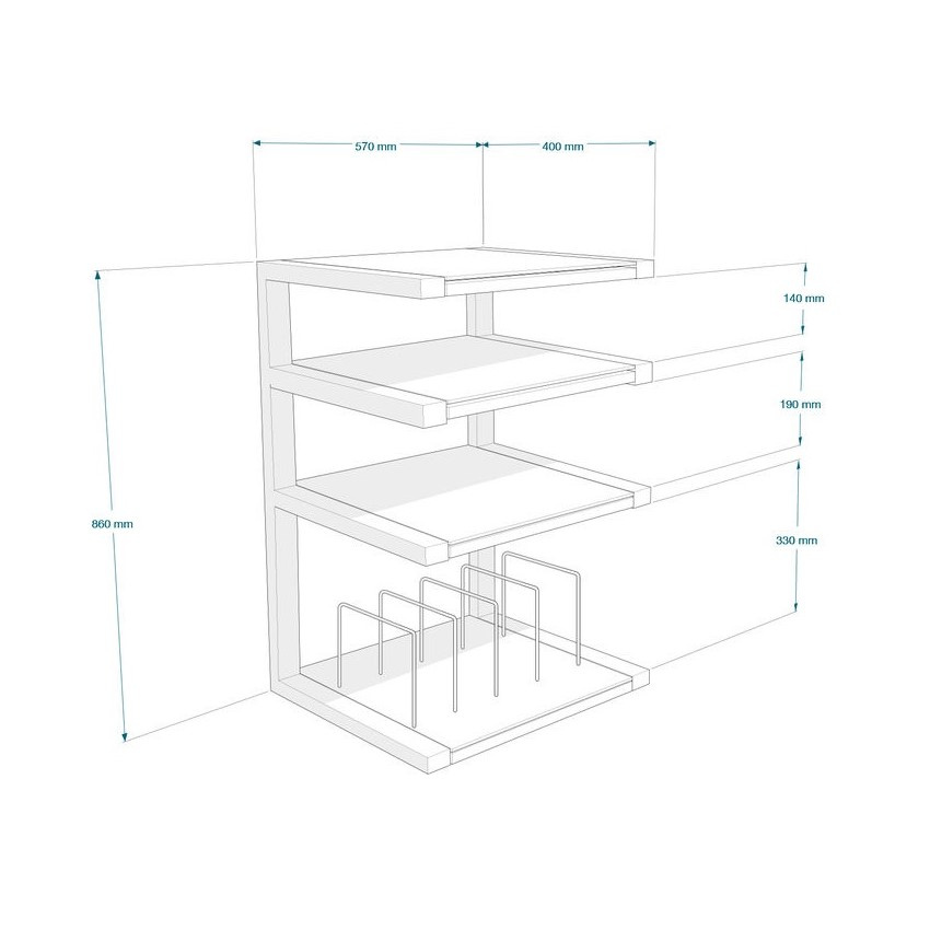 Norstone Esse Hifi Vinyl, mattamusta pähkinähyllyillä ja vinyylitaskuilla