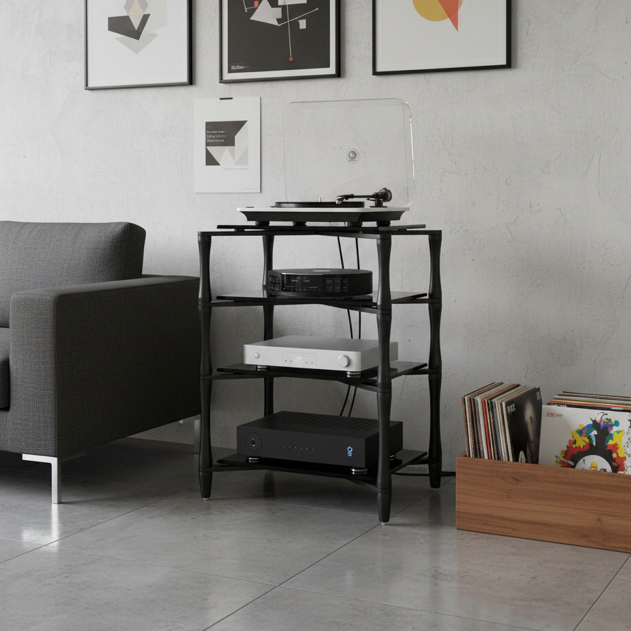 Norstone Slender Hifi elegantti HiFi-huonekalu, Gunmetal Grey