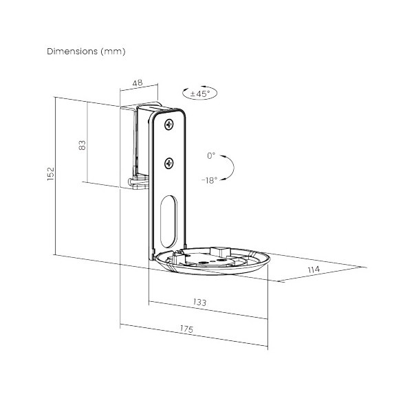 Norstone Sonos Era 100 WM kallistettava seinäkiinnike, valkoinen