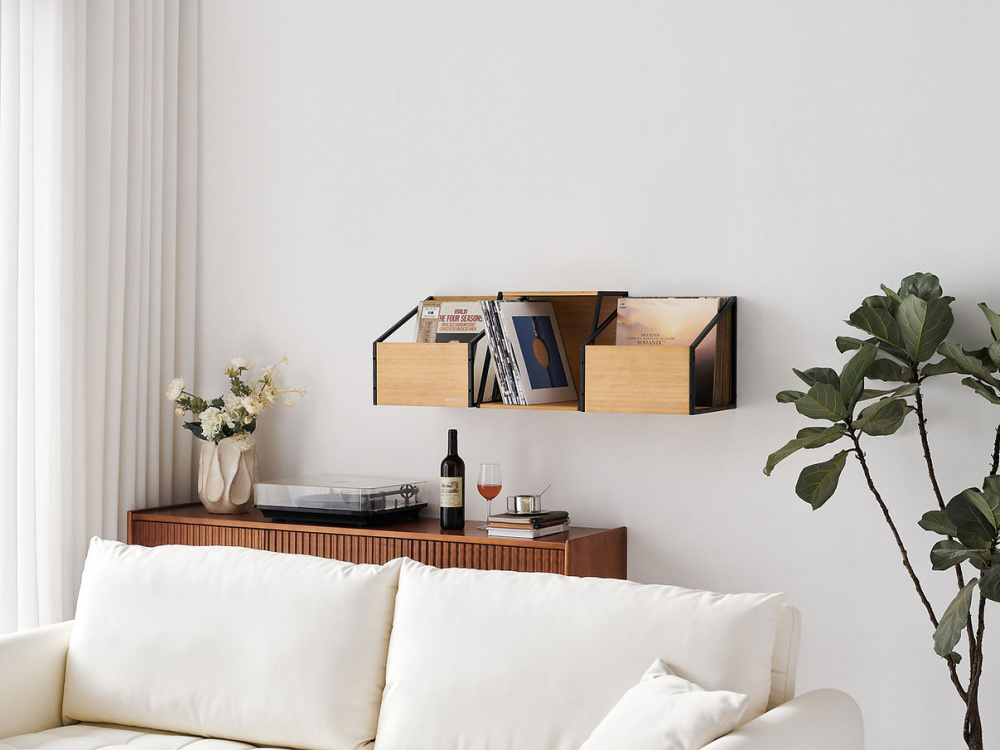 NorStone Vinyl LP-kotelo, bambu/musta