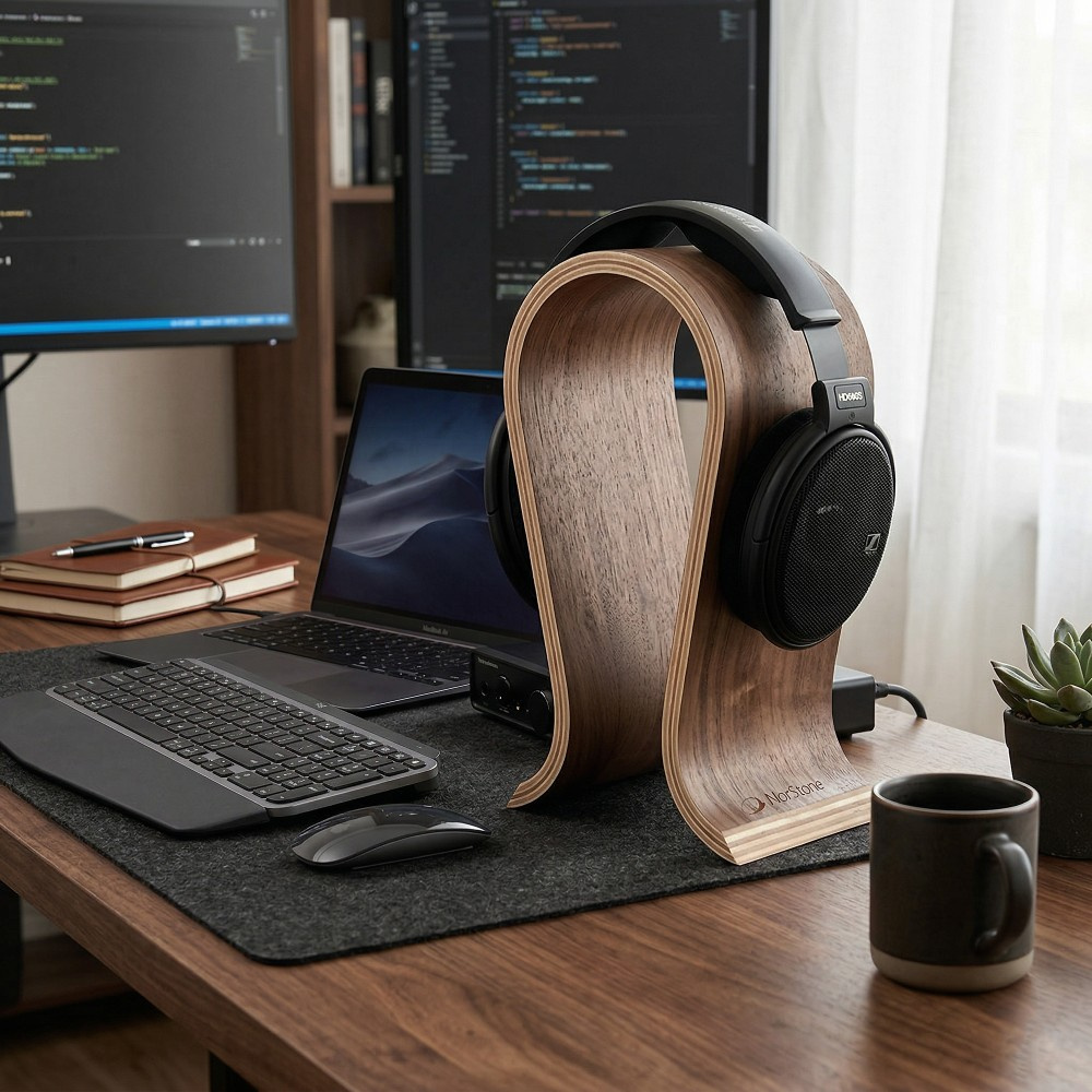 Norstone Wooden Headphone Stand, kuuloketeline pähkinäpuusta