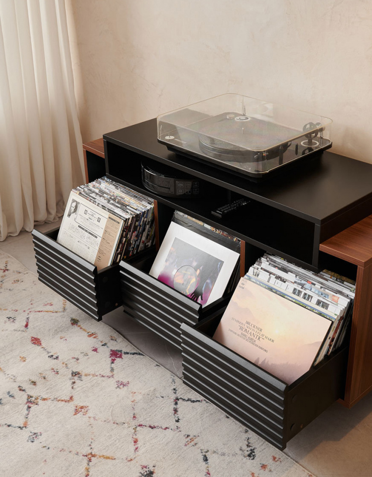 NorStone Oslo Vinyl 1200 mediapenkki musta/pähkinä