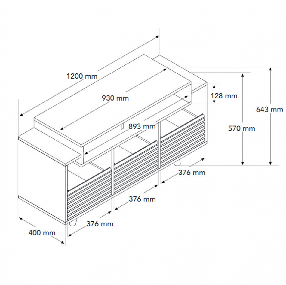 NorStone Oslo Vinyl 1200 mediapenkki valkoinen/tammi