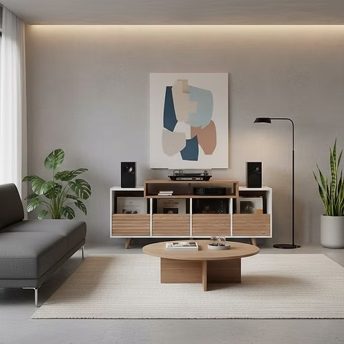 NorStone Oslo Vinyl 1600 mediataso valkoinen/tammi