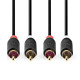 Nedis stereoäänikaapeli, 2×RCA–2×RCA, 0,5 metriä Nedis stereoäänikaapeli, 2×RCA–2×RCA, 0,5 metriä