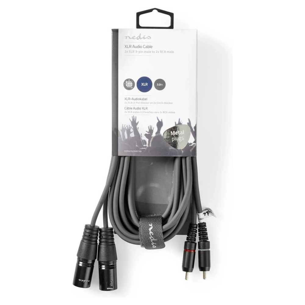 Nedis XLR-kaapeli, XLR-uros - RCA-uros 3 m