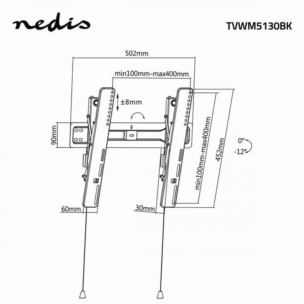 Nedis vinklingsbart väggfäste för TV, 32-55