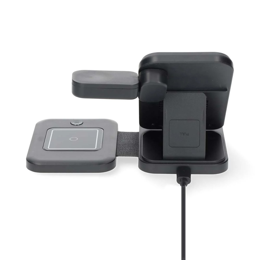 NEDIS WDCHAQ15W210BK langaton 3-in-1-laturi, musta/hopea