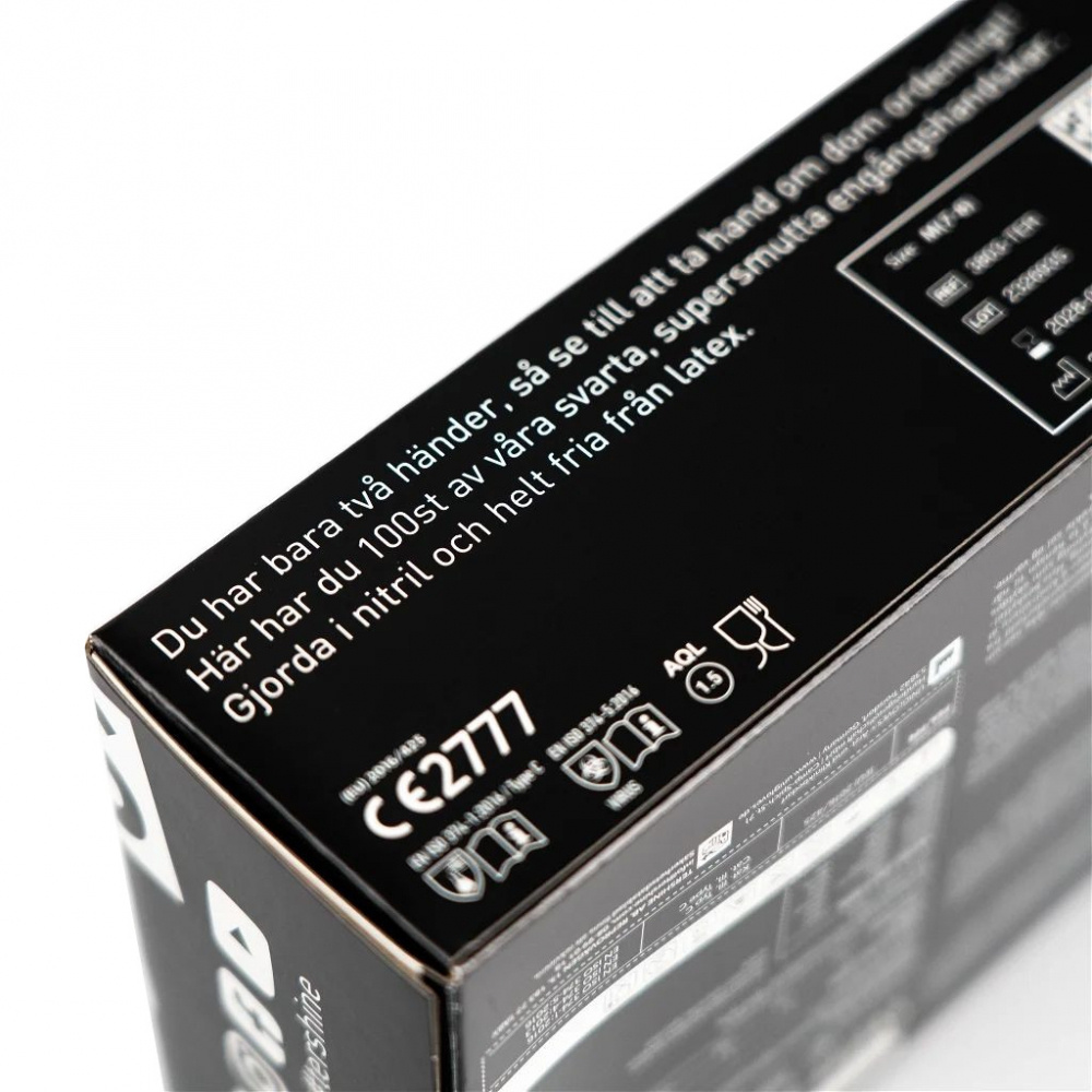 Tershine Nitraalihanskat, mustat 100-kpl, X-large 9-10