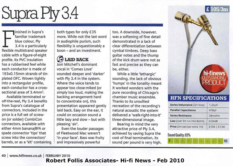 Supra Ply 3.4 vit högtalarkabel lösmeter