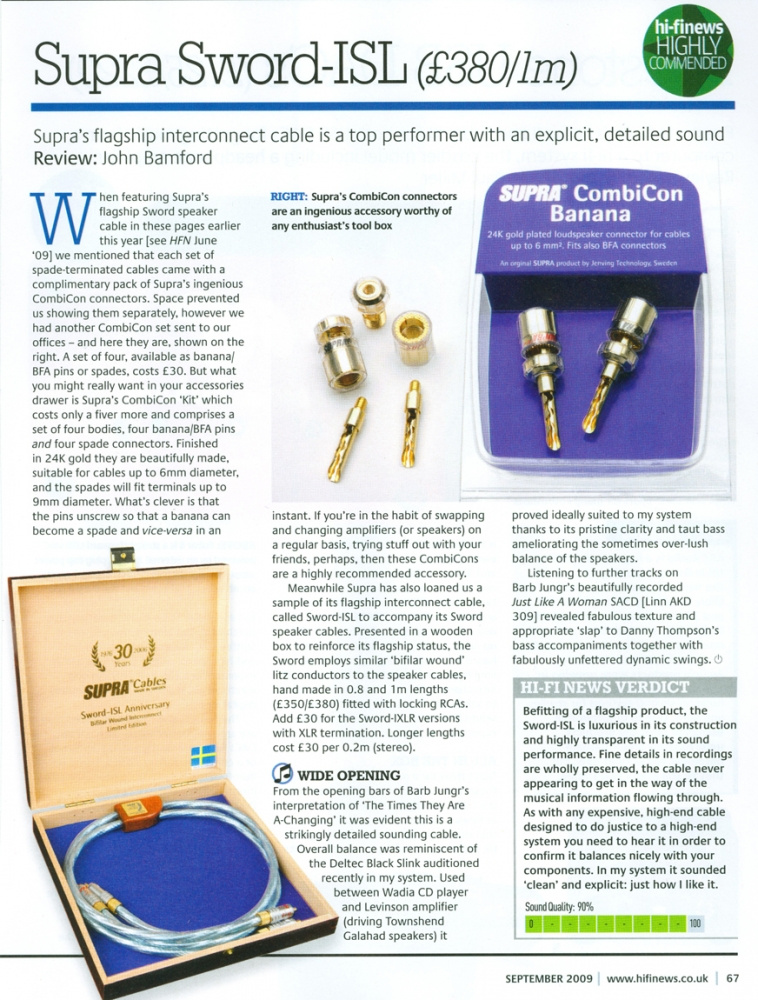 Supra Sword-IXLR signalkabel