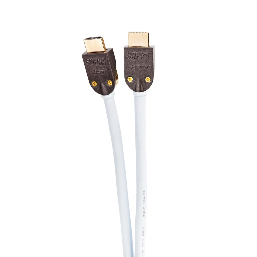 Supra HDMI 2.1 UHD8K HDMI-kaapeli, jossa tuki 8K HDR:lle, valkoinen 4 metriä
