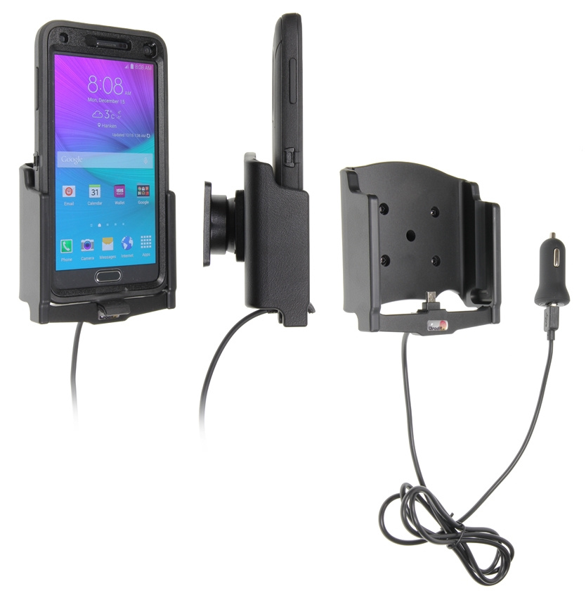 Brodit Aktiv-teline USB-kaapelilla ja tupakansytyttimen adapterilla, Samsung Galaxy Note 4 
