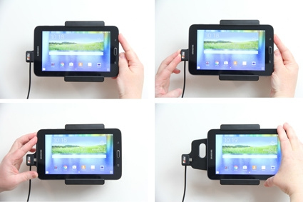Brodit aktiivinen pidike USB-kaapelilla ja tupakansytyttimen adapterilla, Samsung Galaxy Tab 3 Lite 