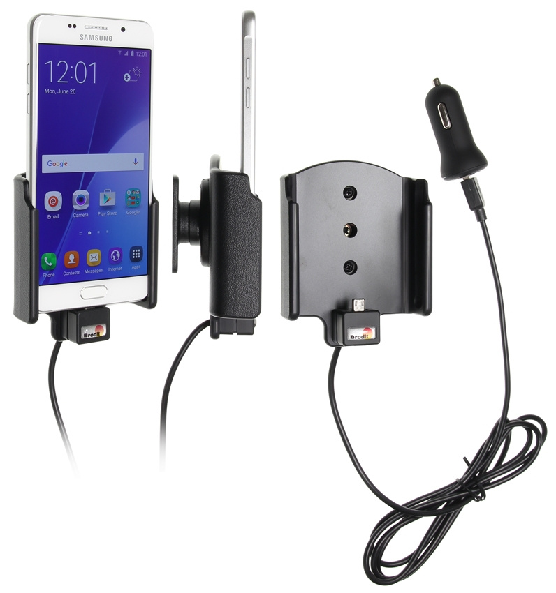 Brodit Aktiivinen pidike USB-kaapelilla ja tupakansytyttimen adapterilla, Samsung Galaxy A5 (2016) 