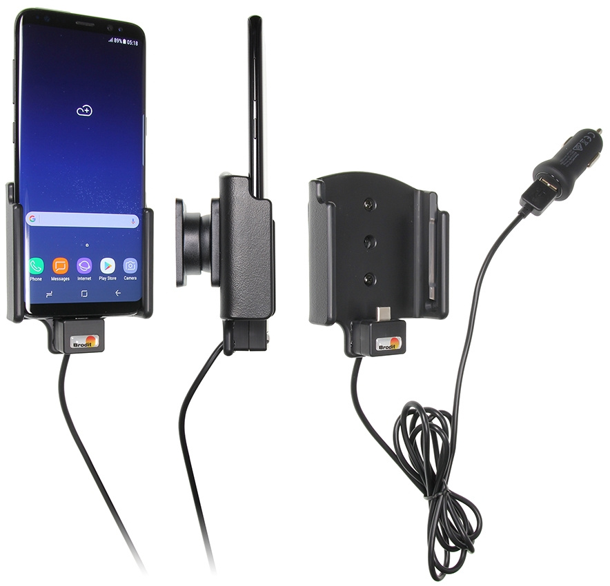 Brodit aktiivinen pidike USB-kaapelilla ja tupakansytyttimen adapterilla, Samsung Galaxy S8 