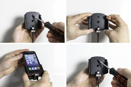 Brodit Aktiv-teline pysäköityyn asennukseen, Apple iPhone 12 Mini/13 Mini/5/5C/5S/SE