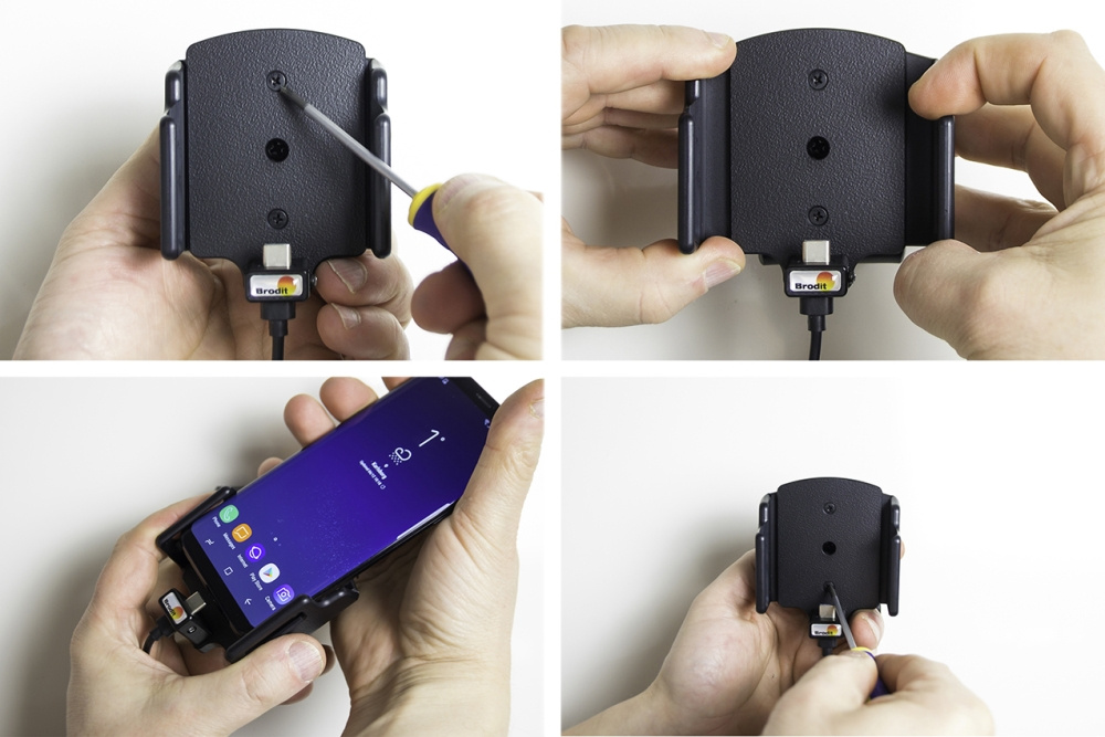 Brodit Aktiv-teline pysyvään asennukseen, Samsung Galaxy S24 Ultra SM-S928B/DS/S24+ SM-S926B/DS/S25 Ultra/S25+