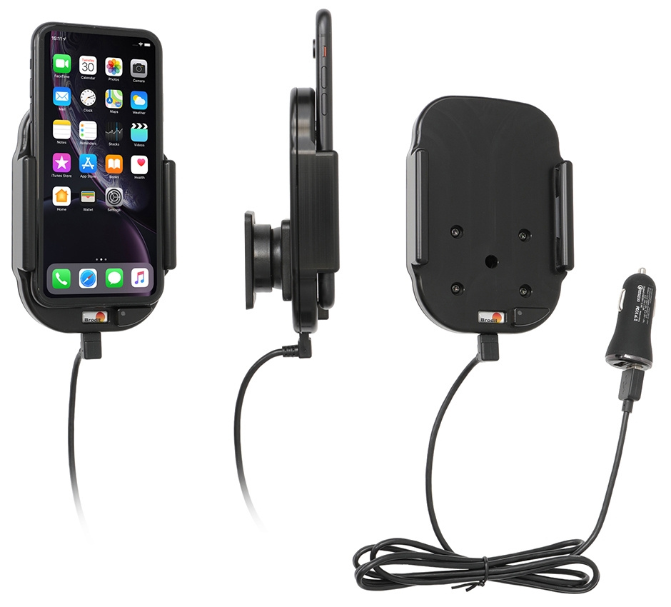 Brodit Qi langaton aktiivinen puhelinteline autolaturilla, Apple iPhone 11