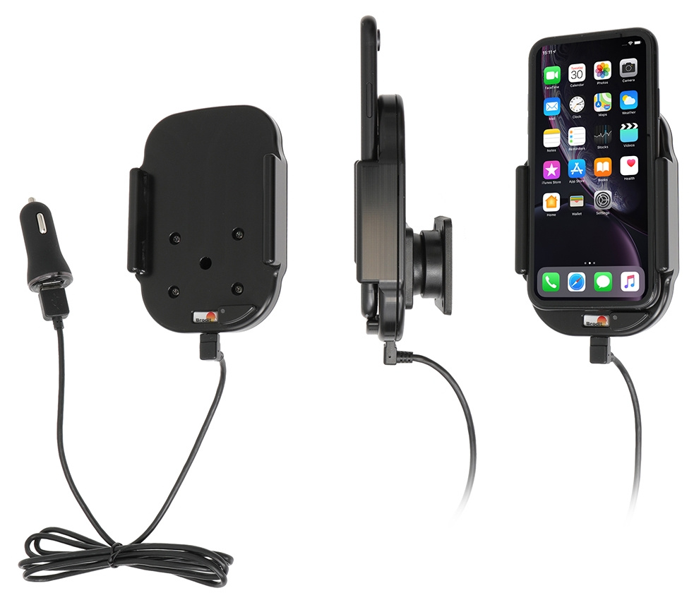 Brodit Qi langaton aktiivinen puhelinteline autolaturilla, Apple iPhone 11
