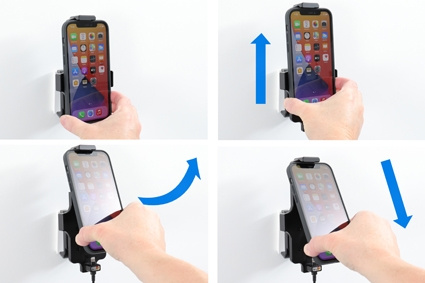 Brodit Aktiivinen pidike USB-kaapelilla ja tupakansytyttimen adapterilla, Apple iPhone 11/12/12 Pro/13/13 Pro/XR