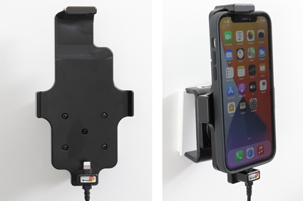 Brodit Aktiivinen pidike USB-kaapelilla ja tupakansytyttimen adapterilla, Apple iPhone 11/12/12 Pro/13/13 Pro/XR