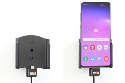 Brodit aktiivinen pidike USB-kaapelilla ja tupakansytyttimen adapterilla, Samsung Galaxy S10+ 