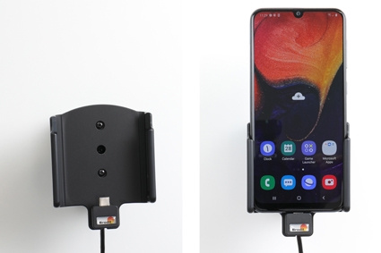 Brodit Aktiivinen pidike USB-kaapelilla ja tupakansytyttimen adapterilla, Samsung Galaxy A50 (SM-A505) 