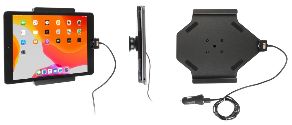 Brodit Aktiivinen pidike USB-kaapelilla ja tupakansytyttimen adapterilla, Apple iPad 10.2 7th Gen (A2197, A2198, A2200)/8th Gen (A2428, A2429, A2430, A2270)/9th Gen (A2602, A2603, A2604, A2605)