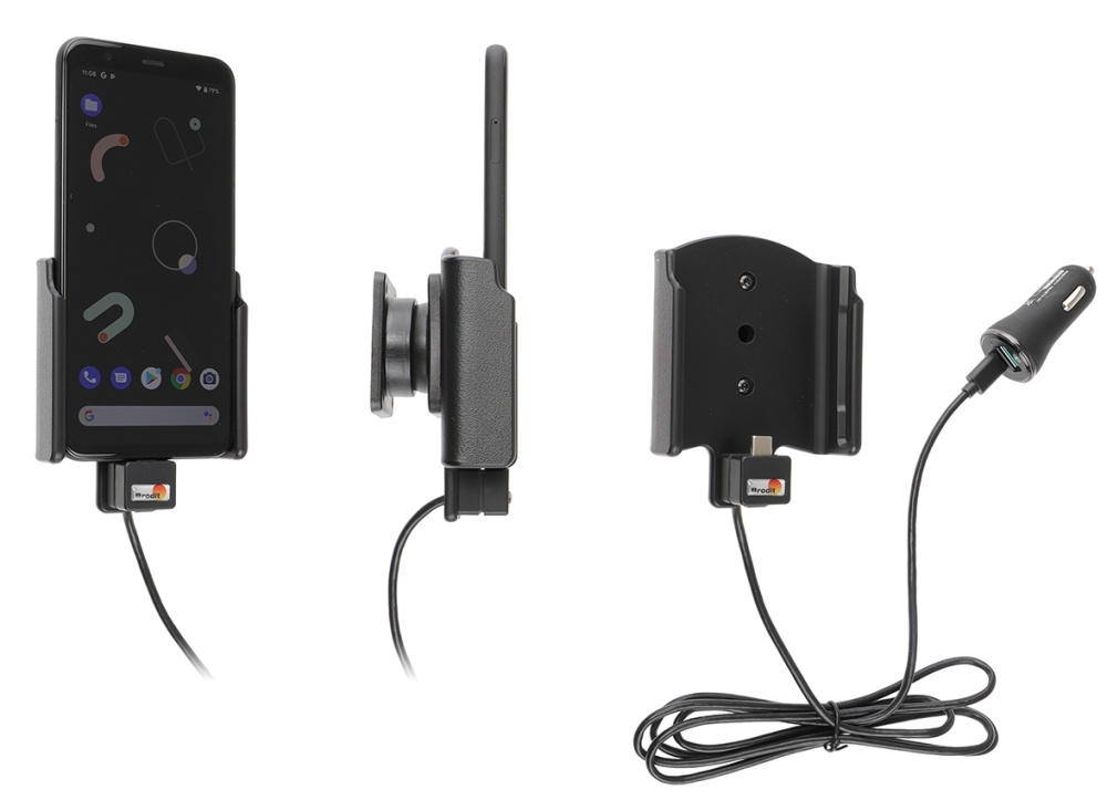 Brodit Aktiivinen pidike USB-kaapelilla ja tupakansytyttimen adapterilla, Google Pixel 4 