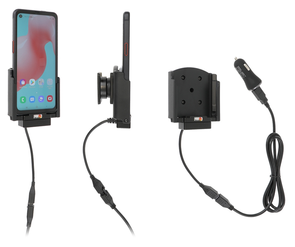 Brodit Aktiv-teline USB-kaapelilla ja tupakansytyttimen adapterilla, Samsung Galaxy Xcover Pro SM-G715 