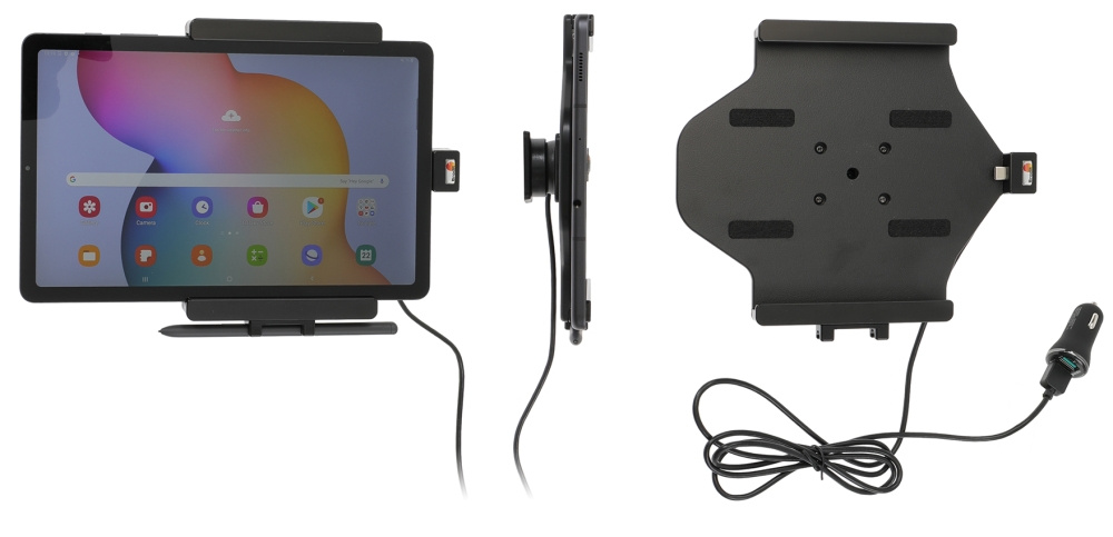 Brodit Aktiivinen pidike USB-kaapelilla ja tupakansytyttimen adapterilla, Samsung Galaxy Tab S6 Lite SM-P610/SM-P615 