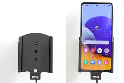 Brodit Aktiv-teline USB-kaapelilla ja tupakansytyttimen adapterilla, Samsung Galaxy A72 SM-A725F/DS 