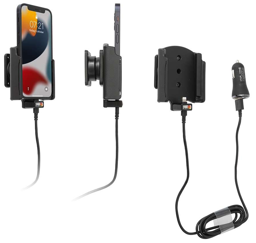 Brodit aktiivinen pidike USB-kaapelilla ja tupakansytyttimen adapterilla, Apple iPhone 13 Mini 