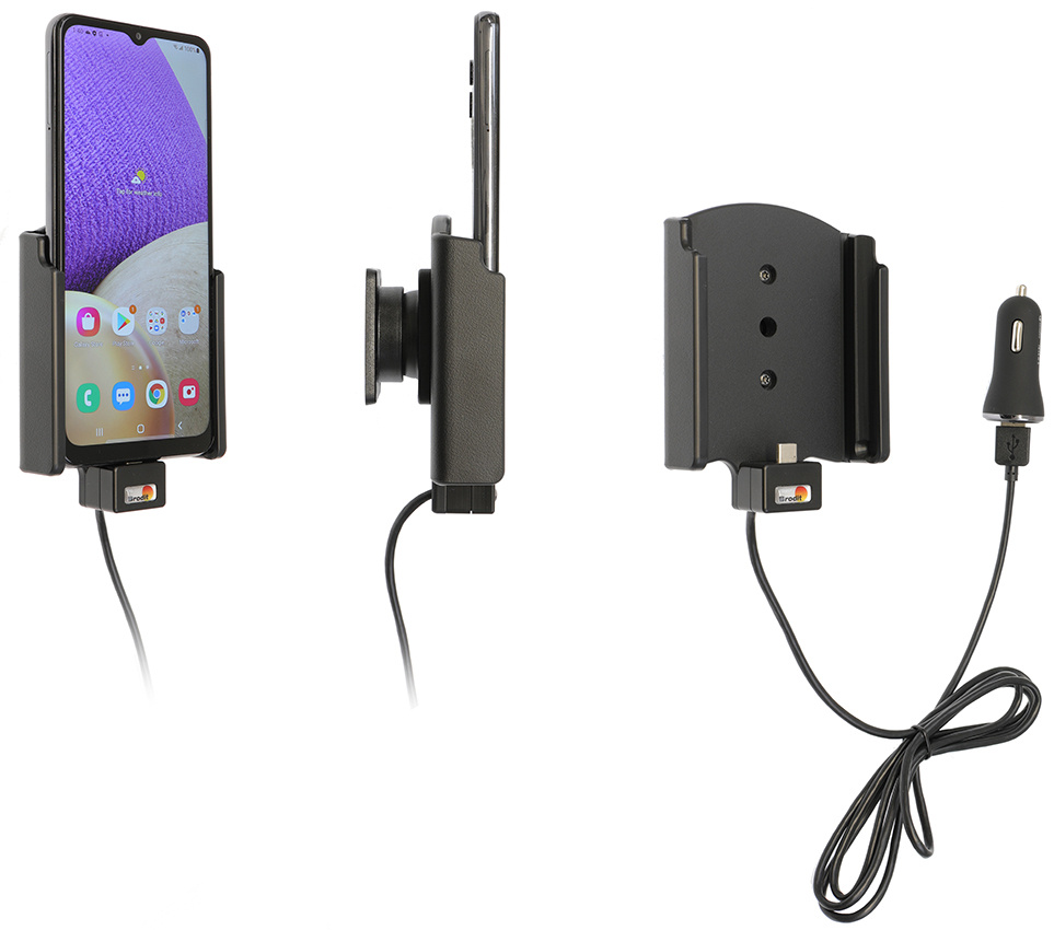 Brodit Aktiv pidike USB-kaapelilla ja tupakansytyttimen adapterilla, Samsung Galaxy A32 5G SM-A326U1/DS 
