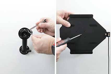 Brodit Aktiv-teline USB-kaapelilla ja tupakansytyttimen adapterilla, Apple iPad 10th Gen (A2696, A2757, A2777)/2025 A16 (A3354, A3355, A3356)