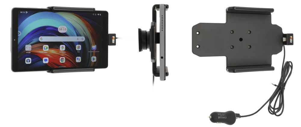 Brodit aktiivinen pidike USB-kaapelilla ja tupakansytyttimen adapterilla, Lenovo Tab M8 4th Gen 