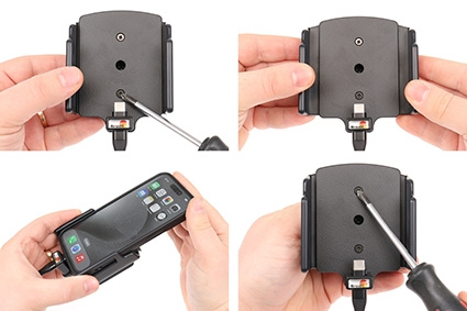 Brodit aktiivinen pidike USB-kaapelilla ja tupakansytyttimen adapterilla, Apple iPhone 15/15 Pro/16/16 Pro/16e