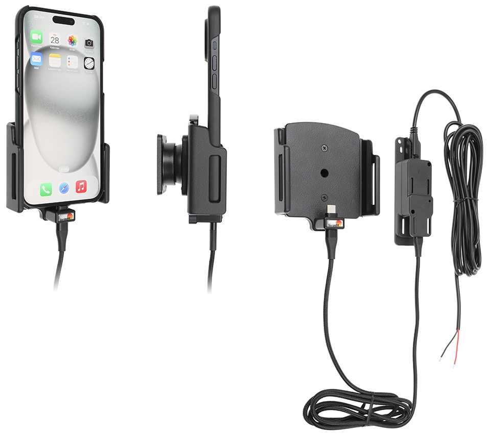 Brodit Aktiv-teline pysäköityyn asennukseen, Apple iPhone 15 Plus/15 Pro Max/16 Plus/16 Pro Max