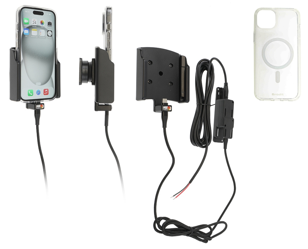 Brodit Mobiliskal aktiivisella pidikkeellä kiinteään asennukseen, Apple iPhone 15 